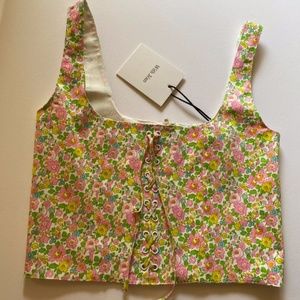 NWT Medium With Jean Victoria Corset Pansies
